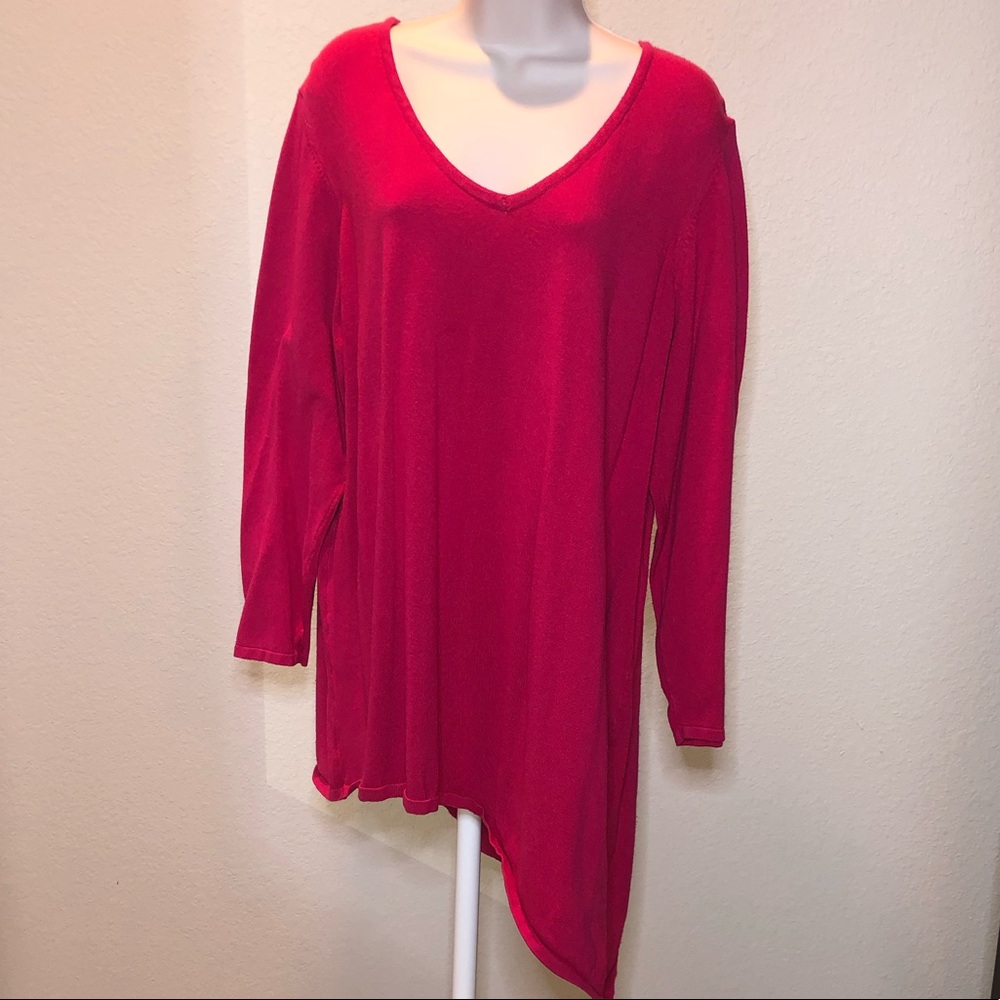 Susan Graver - Red, Asymmetrical Sweater